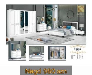 установка мебели: Двуспальная кровать, Трюмо, Шкаф, 2 тумбы, Азербайджан, Новый — 8