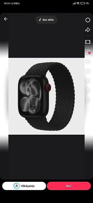 saat remeni: Kəmər, Apple, Parça, rəng - Qara — 1