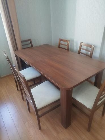 Qonaq otağı üçün, Yeni, Açılmayan, Dördbucaq masa, 6 stul — 9