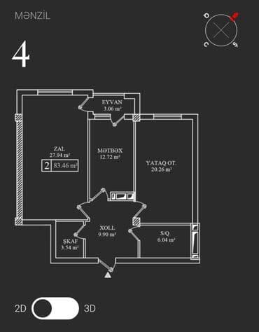ağ şeher evler: Bakıxanov qəs., 2 otaqlı, Yeni tikili, m. Koroğlu, 84 kv. m — 9