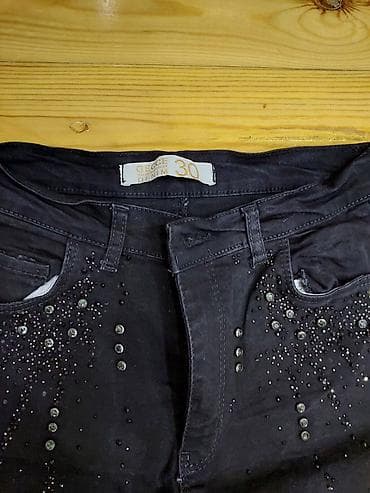 sep modelleri: Qadın şalvarı – GECE DENIM, ölçü 30 - Rəng: qara - Model: dar/kəsimli — 2