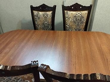 bag ucun stollar: Qonaq otağı üçün, Açılmayan, Oval masa, 6 stul — 1