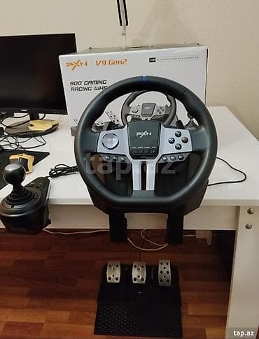 PXN V9 Gen2 oyun sükan dəsti Xüsusiyyətlər: - 900° dönmə bucaqlı