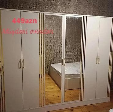 led h 7: Geniş tutumlu ağ rəngli şkaf-garderob - 6 qapılı dizayn - Orta — 1