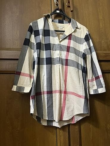 Qadın köynəyi – qara, boz, krem və çəhrayı zolaqlı iri dama naxışlı — 2