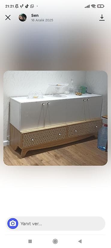 haçar naboru: Qonaq otağı üçün TV stendi və bufet dəsti - Rəng və material: ağ və — 2