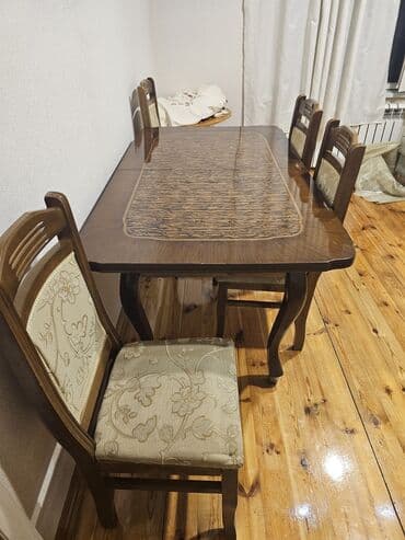 cay evi ucun dican stolar isdenmis: Qonaq otağı üçün, Açılan, Dördbucaq masa, 6 stul — 9