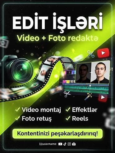 sokuntu işləri: Edit işləri – Video və Foto redaktə xidməti Təklif olunanlar: - Video — 1