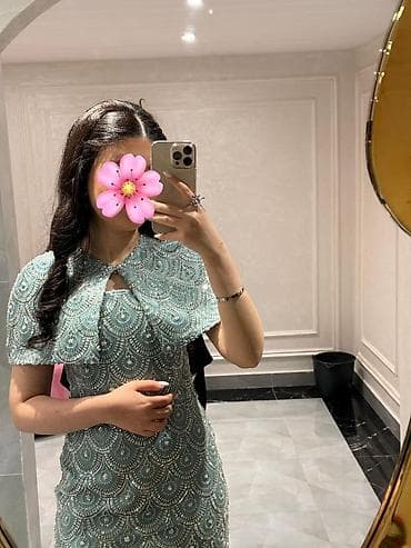 1dəfə geyinilib,S ölçü, Zərif naxışlı ziyafət/libas - Rəng: açıq