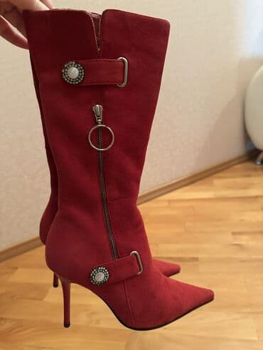 nabuk sapaskiler: Çəkmə, Ölçü: 37, rəng - Qırmızı, Yeni — 1