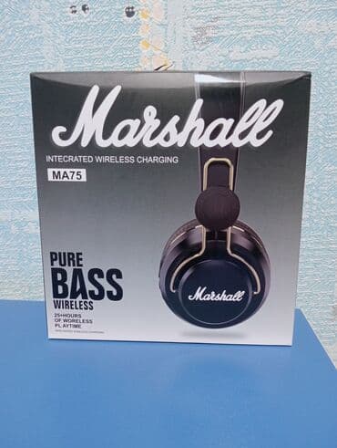 səs yazma studiyaları: Yeni Simsiz (Bluetooth) Qulaqcıqlar, Marshall, rəng - Göy — 3