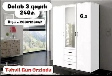 termo guzgusu: 3 qapılı, Güzgülü, Ağ, Açılan, Düz dolab — 1