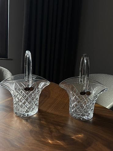 gozel kitab sekilleri: Kəsməli şüşədən hazırlanmış 2 ədəd dekorativ səbət - Material: qalın — 1