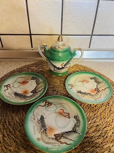 mis caydan: Çay dəsti, rəng - Yaşıl, Keramika — 1