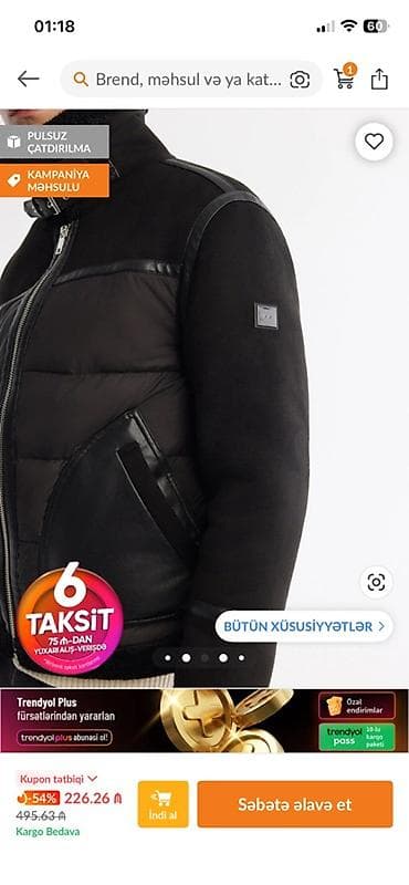 Kurtkalar: Kişi üçün qara rəngli qışlıq gödəkçə - Model: qısa kəsim, fermuarlı — 5
