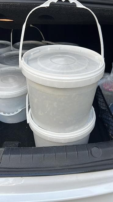 turşular: Turşuya qoyulmuş yaşıl acı bibər. Məhsul iri plastik vedrələrdə — 2