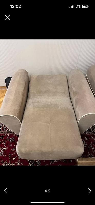 dairəvi: Yumşaq bej rəngli tək nəfərlik kreslo - Material: məxməri tipli — 5