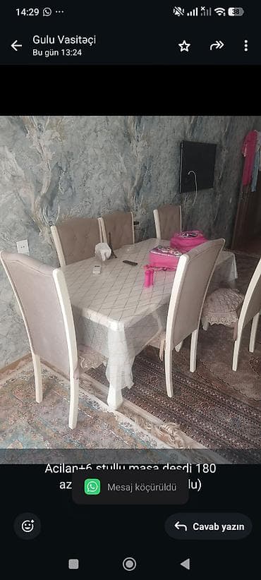 Acilan+6 stullu masa desdi 180 azn.Unvan yasamal (Gulu)