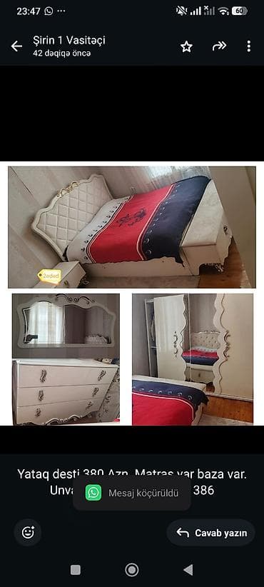 matras satilir: Yataq desti 380 Azn. Matras var baza var. Unvan Emircan. Shirin x — 1