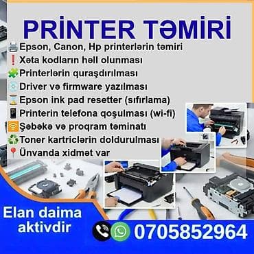 iphone temiri: 🧰Laserjet və İnkjet printerlərin təmiri 🛠️Nasazlıqların bərpa olunması — 2