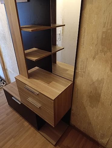 şkaflar ucuz: İşlənmiş, 1 qapı, Güzgülü, Qəhvəyi, Açılan, Düz dolab — 2