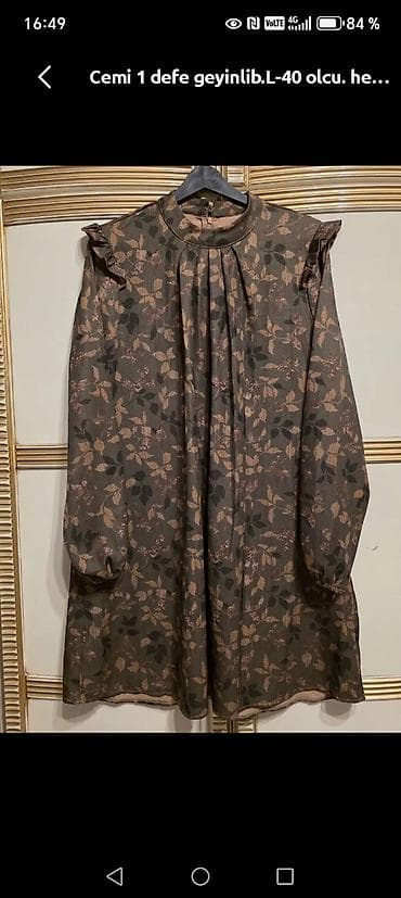 Şəxsi əşyalar: Qadın paltarı – L/40 ölçü - Rəng: tünd yaşıl-qəhvəyi tonlarda — 1