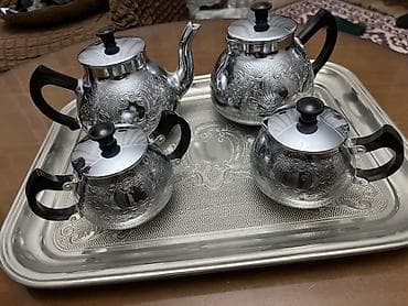 su krant: Çay dəsti, rəng - Gümüşü, Metal — 2