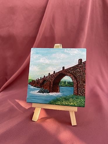 Otaq bitkiləri: Xudafərin körpüsü 10x10sm kətan molbert üzərində Ən gözəl hədiyyə — 2