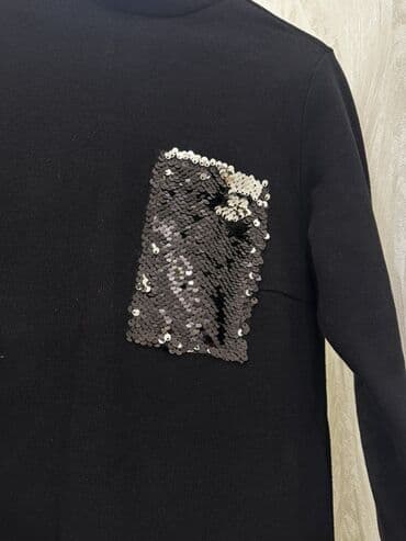 Uşaqlar üçün digər geyimlər: Gənc qız üçün qara rəngli triko don. - Model: düz kəsim, dizə yaxın — 2