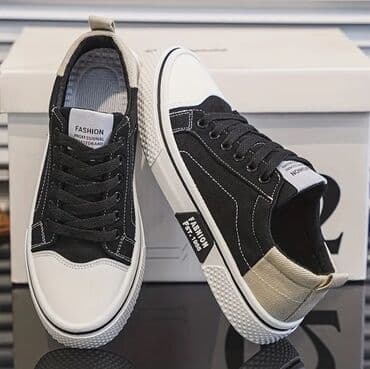 qadın krosovkaları yay üçün: Unisex günlük krossovka – “Fashion Fst. 1985” dizaynı - Rəng: qara–ağ — 2