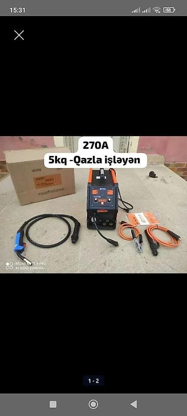 270A qazla işləyən qaynaq aparatı (MIG/MAG tipli) Xüsusiyyətlər: -