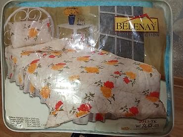 Belenay Home Collection – Yataq dəsti Güllü naxışlı, mavi fonlu