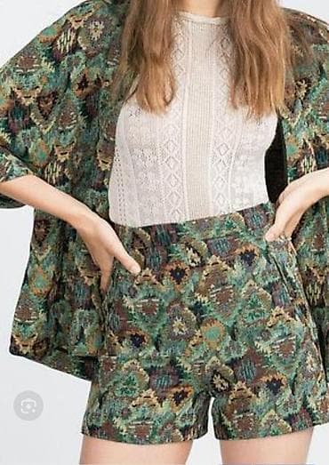 zara paltar: Etnik naxışlı qadın iki parçalı dəst – jaket və şort - Parça: qalın — 6