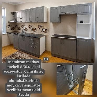Membran mətbəx mebeli 550₼. İdeal vəziyyətdə. Cəmi iki ay istifadə