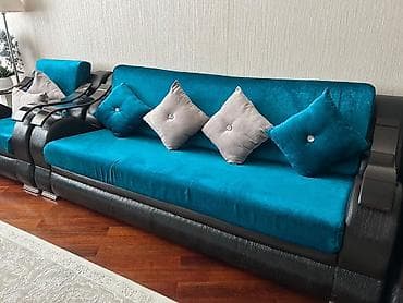 deri kreslo: Klassik divan, 2 kreslo, Bazasız, Açılmayan — 2