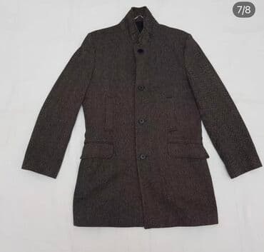 приталенные мужские костюмы: Мужское пальто, 4XL, цвет - Серый — 4