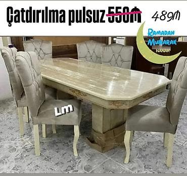 demir qapi islenmis: Qonaq otağı üçün, Açılmayan, Dördbucaq masa, 6 stul — 1