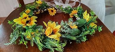 Toy paltarları və aksesuarları: Günəbaxan temalı bəzək çələngi - Parlaq sarı günəbaxan çiçəkləri və — 1