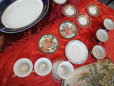 xocali sekilleri: Qədimi/klassik üslubda müxtəlif porselen və şüşə süfrə ləvazimatları — 5