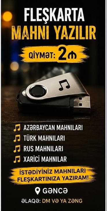 Xidmət: Fleşkartlara mahnı yazılması Təsvir: - Seçdiyiniz mahnılar