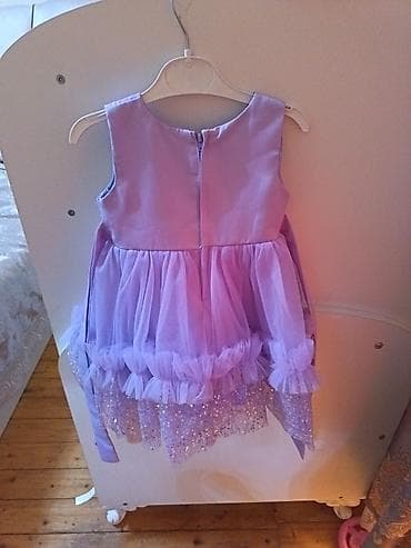 qas laminasiya: Uşaq üçün bənövşəyi ziyafət paltarı - Model: qolçinsiz, ətəyi — 2