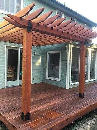 Taxta pergola və terras döşəməsi - Material: keyfiyyətli massiv ağac