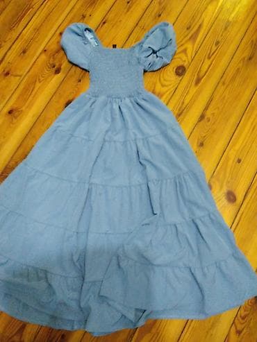 sebail forma: Mavi rəngdə uzun, romantik üslublu don. Yuxası smock (rezinli-büzməli) — 1