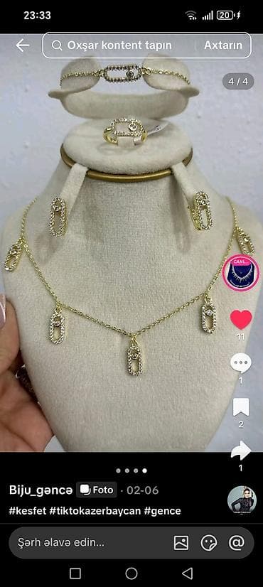 Şəxsi əşyalar: Zərgərlik dəstləri və aksesuarlar - Qızılı rəngli, çoxqatlı zəncir — 7