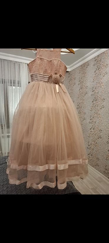 vecerni don: Uşaq üçün zərif şifon/paslanmaz tonlarda ziyafət donu. - Rəng: açıq — 1