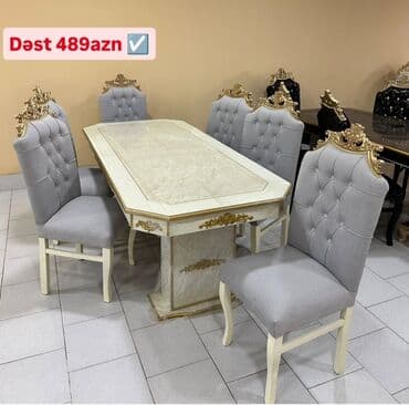 hazir kreditde olan heyet evleri: Qonaq otağı üçün, Yeni, Açılmayan, Dördbucaq masa, 6 stul — 2