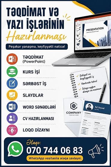 Peşəkar təqdimat və yazı işlərinin hazırlanması xidməti Xidmətlər: -