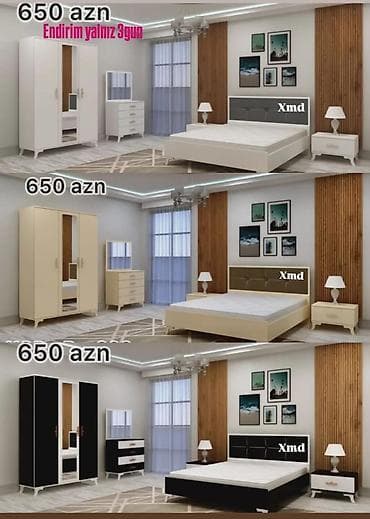 Yataq otağı dəsti – 3 rəng seçimi (ağ, bej, qara-ağ) Qiymət: 650 AZN