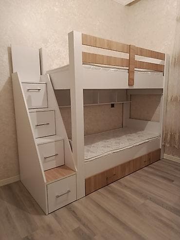 dekor ref: İki mərtəbəli uşaq/yataqxana çarpayısı - Material: ağ rəngdə — 1