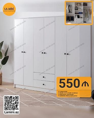 hamam dolapları: LA MINI 6 qapılı dolab - Daxili planlama: çoxsaylı rəf və asılqan — 1